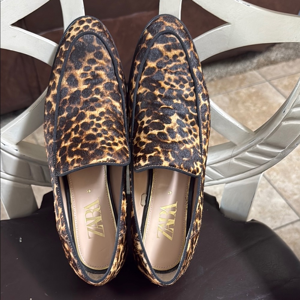 Zara Animal Print Loafers